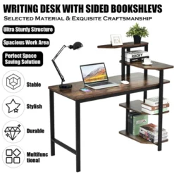 Costway Computer Desk Writing Study Table With Storage Shelves Home Office Rustic Brown -Costway GUEST 000bd505 2822 4637 a3de fef06bf604d5
