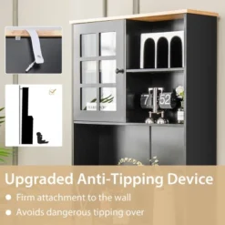 Costway 72'' Freestanding Pantry Cabinet Kitchen Buffet Sideboard Hutch With 3 Doors Black/White -Costway GUEST 00306575 2009 400c a558 e2cb63873d86