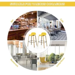 Costway Modern Set Of 4 Barstools 30inch Pub Chairs W/Low Back & Metal Legs Yellow -Costway GUEST 00a0ee16 827e 4b7e a346 4d4a841f5386