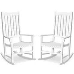 Costway 2PCS Wood Rocking Chair Porch Rocker High Back Garden Seat Indoor Outdoor -Costway GUEST 00abb758 e72c 4e69 b1b9 bf310e369760
