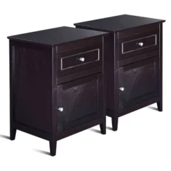 Costway End Table Nightstand Living Room Furniture Espresso Beechwood -Costway GUEST 00efd991 ea19 41a1 bbe1 af38c2e3d23a