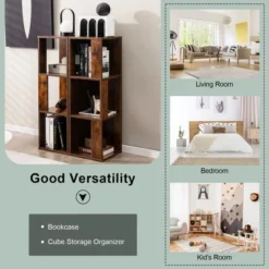 Costway 2 PCS 3-tier Wood Bookshelf Display Storage Rack For Small Spaces White/Rustic Brown -Costway GUEST 011a4aab a7cd 4bde 9014 4786e573a9d2