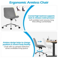 Costway Mid Back Armless Office Chair Adjustable Swivel Fabric Task Desk Chair -Costway GUEST 0124107a 1465 41ea afc6 20ec5dff7675