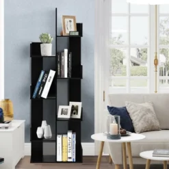 Costway 8-Tier Bookshelf Bookcase W/8 Open Compartments Space-Saving Storage Rack White/Black -Costway GUEST 0129fab8 35a9 42e3 9b5d 665411b42a67