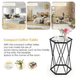 Costway Set Of 2 End Table Tempered Glass Top Metal Frame Hexagonal Accent Side Table -Costway GUEST 0138f7c7 34eb 4d41 a2f9 b73b81d483ac