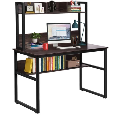 Costway Computer Desk With Hutch Bookshelf Study Wrting Desk Space Saving 12 Costway Computer Desk With Hutch Bookshelf Study Wrting Desk Space Saving - Image 10