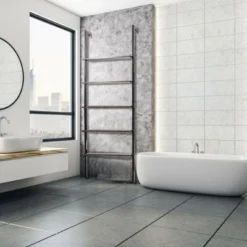 Costway 5-Tier Ladder Shelf Wood Wall Mounted Display Bookshelf Metal Frame Brown & Black/Brown & White/Bronze -Costway GUEST 01489d9f a83f 4a12 92d2 066997f3b706