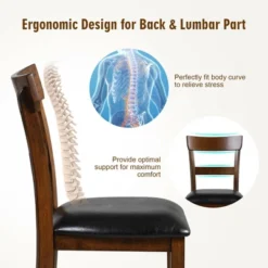 Costway Set Of 2 Barstools Counter Height Chairs W/Leather Seat & Rubber Wood Legs -Costway GUEST 014f80b8 d50e 4f0d 8a43 773837e5d43e