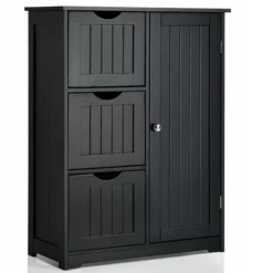 Costway Bathroom Floor Cabinet Side Storage Cabinet With 3 Drawers And 1 Cupboard Grey Black 23 Costway Bathroom Floor Cabinet Side Storage Cabinet With 3 Drawers And 1 Cupboard Grey Black -Costway GUEST 01a25552 22fa 452d b9af 406d6c0007a9