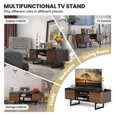 Costway TV Stand Entertainment Media Console W/ 2 Cabinets & Adjustable Shelf 6 Costway TV Stand Entertainment Media Console W/ 2 Cabinets & Adjustable Shelf - Image 4