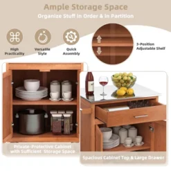 Costway Wood Kitchen Trolley Cart Stainless Steel Top Rolling Storage Cabinet Island -Costway GUEST 01c3aa4d f6be 4e66 a46a 1e2dca1d5c3f