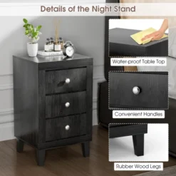 Costway Nightstand Sofa Side Coffee Table With 3 Drawer For Bedroom Living Room Black/Grey/White 21 Costway Nightstand Sofa Side Coffee Table With 3 Drawer For Bedroom Living Room Black/Grey/White -Costway GUEST 01c5d059 b691 4b27 a63a 0fb54e54f9f9