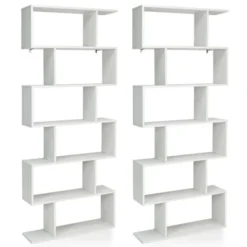 Costway 2 PCS 6 Tier S-Shaped Bookshelf Storage Display Bookcase Z-Shelf -Costway GUEST 01d9a301 eab5 4ffe 93f2 f3a785133486