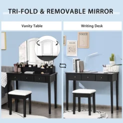 Costway Vanity Table Stool Set Large Tri-folding Lighted Mirror 6 Drawer Dresser WhiteBlack -Costway GUEST 01e8dd9e 2cd0 4a7f 94fb 99b9a810ae9b