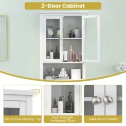 Costway Over The Toilet Storage Cabinet 2-Doors Bathroom Organizer With Adjustable Shelf -Costway GUEST 02236392 fbf6 42ad 93ab c71da58b7f32
