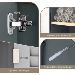 Costway Mirrored Medicine Cabinet Bathroom Wall Mounted With 3-Level Adjustable Shelf Grey -Costway GUEST 02256b1e 7814 4f4e a7fb dfe8e140d422