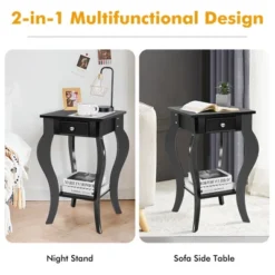 Costway End Side Table With Drawer Bottom Shelf Accent Nightstand Bedroom WhiteBlackBrown -Costway GUEST 022ac994 297a 43b8 9c15 1d59231324b1