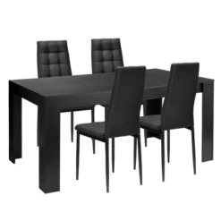 Costway 5pcs Dining Set Wood Table And 4 Fabric Chairs Home Kitchen Modern -Costway GUEST 022c50f4 7446 44c7 8132 25e325b7f389