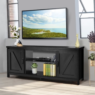 Costway 59'' TV Stand Media Console Center W/ Storage Cabinet For 65'' TV NaturalBlackCoffee 6 Costway 59'' TV Stand Media Console Center W/ Storage Cabinet For 65'' TV NaturalBlackCoffee - Image 4
