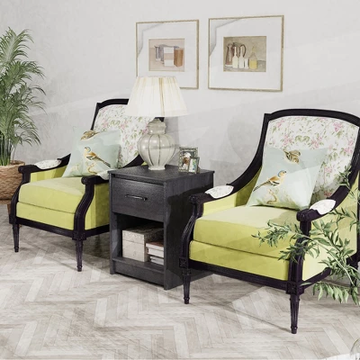 Costway Nightstand With Drawer Storage Shelf Wooden End Side Table Bedroom Brown / Black / Natural 3 Costway Nightstand With Drawer Storage Shelf Wooden End Side Table Bedroom Brown / Black / Natural