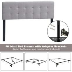 Costway Full/Queen Size Headboard Linen Fabric Upholstered Button Tufted Solid Wood Leg -Costway GUEST 027d255e 3103 414f bc12 5d6a8a1b0dbf