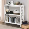 Costway Wooden Shelf Bookcase 3-Tier Open Bookshelf W/X-Design Freestanding Rack BlackBrownNaturalWhite -Costway GUEST 02d4c22f 04b8 4a96 9839 f79a4de9f6fa
