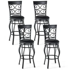 Costway Set Of 2/4 Vintage Swivel Bar Stools 30'' Bistro Upholstered Dining Chairs Black