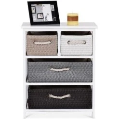 Costway Storage Drawer Unit 4 Woven Basket Cabinet Chest Bedside Table Nightstand 17 Costway Storage Drawer Unit 4 Woven Basket Cabinet Chest Bedside Table Nightstand -Costway GUEST 02df9a6c c191 4c5d aa5a 456836f9101c