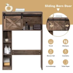 Costway Over The Toilet Bathroom Storage Cabinet With Sliding Barn Door Rustic Brown -Costway GUEST 030c7fa3 6526 4381 8bb6 2382f3b5975f