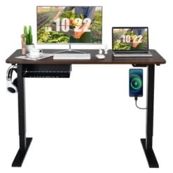 Costway 48'' Electric Standing Desk Height Adjustable W/ Control Panel & USB Port RusticWalnut -Costway GUEST 030f2482 c07d 41b6 960d 9e8ee7f2de13