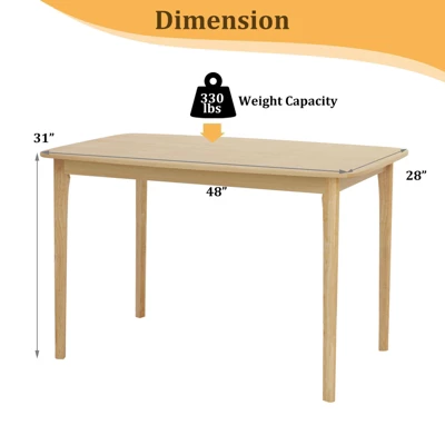 Costway 48'' Wooden Dining Table Rectangular Farmhouse Kitchen With Solid Rubber Wood Legs 4 Costway 48'' Wooden Dining Table Rectangular Farmhouse Kitchen With Solid Rubber Wood Legs - Image 2