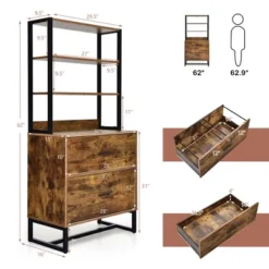 Costway 2 Drawer Vertical File Cabinet W/Lock & Bookshelf, Letter Size Filing Cabinet -Costway GUEST 031c615d 04e2 4a75 a436 78f879ec22c6