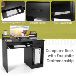 Costway 22" Wide Computer Desk Writing Study Laptop Table W/ Drawer & Keyboard Tray WhiteBlack -Costway GUEST 037ad0db 12ab 42d7 857a 270182a6498a