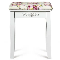 Costway Vanity Wood Dressing Stool Padded Chair Makeup Cushion White Backless -Costway GUEST 037dceec 1889 4924 9166 350386b2d13c