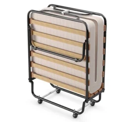 Costway Portable Folding Bed With Mattress Rollaway Cot Made In Italy NavyBeige -Costway GUEST 03ba1842 01ad 4292 a4e2 7777e265b933