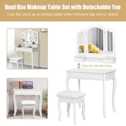 Costway Vanity Makeup Dressing Table Stool 4 Jewelry Wood Desk White -Costway GUEST 03f44c7c b6a1 440f aef4 738a0d34ca0c