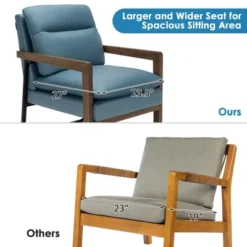 Costway Modern Accent Armchair Lounge Chair W/ Rubber Wood Legs & Steel Bracket -Costway GUEST 03f79231 9065 4b5f 9c33 0810e9c54bc5