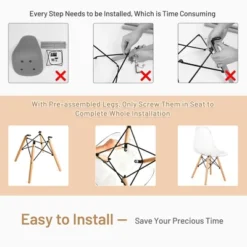 Set Of 4 Dining Chairs Modern Plastic Shell Side Chair W/ Clear Seat & Wood Legs -Costway GUEST 03fa5899 d0a8 4cb2 a870 9b16a6b32810