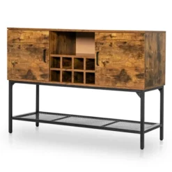Costway Industrial Kitchen Buffet Sideboard 2-Door Console Table W/Open Shelf Wine Rack -Costway GUEST 0433f4d8 2084 41f1 af82 1ed83c417b54