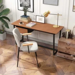 Costway Set Of 2 Modern Linen Fabric Dining Chairs Padded Kitchen Accent Armchair Grey/Orange -Costway GUEST 0436827c c62a 4345 b8f3 88a440e31260