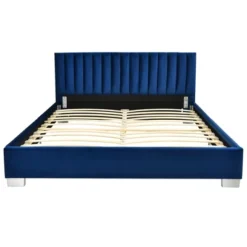 Costway Upholstered Bed Frame Full Size Modern Platform Bed With Vertical Channel Headboard No Box Spring Needed Navy/Grey -Costway GUEST 0451ce00 b9d2 4008 8fa3 84c794693e64