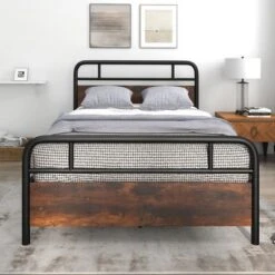 Costway Metal Platform Bed Frame Industrial Headboard Mattress Foundation -Costway GUEST 04920f41 73f1 4958 b587 84773cdc2e56