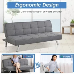 Costway Convertible Futon Sofa Bed Adjustable Sleeper With Stainless Steel Legs -Costway GUEST 049b48ca 137f 401e bc7e e54dad86ca63