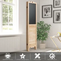 Costway 4-Panel Folding Divider Screen W/Chalkboard 5.7Ft Tall Natural -Costway GUEST 04e4440e fa94 42c5 b1be e85241e74774