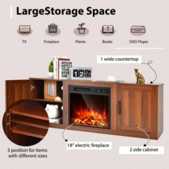 Costway 58'' Fireplace TV Stand Entertainment Console W/ 18'' Electric Fireplace -Costway GUEST 04e783f7 56df 4169 b005 b74eb355716e