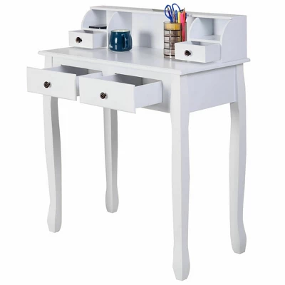 Costway Home Office Computer Desk Writing Desk With 4 Drawer White 9 Costway Home Office Computer Desk Writing Desk With 4 Drawer White - Image 7