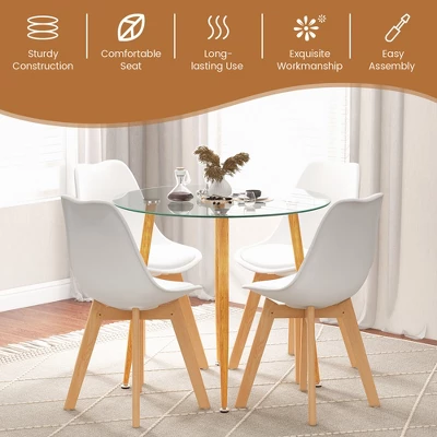 Costway Dining Table Set For 4 Modern Kitchen Table Set With Round GlassTempeTable&4 Chairs 9 Costway Dining Table Set For 4 Modern Kitchen Table Set With Round GlassTempeTable&4 Chairs - Image 7