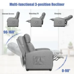 Recliner Massage Chair, Ergonomic Adjustable Single Sofa With Padded Seat Grey -Costway GUEST 05236af2 2448 4ced bc43 957a75b064fc