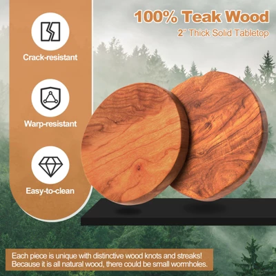 Costway Round End Table Accent Side Table Reclaimed Teak Wood Plant Stand Patio Rustic 7 Costway Round End Table Accent Side Table Reclaimed Teak Wood Plant Stand Patio Rustic - Image 5