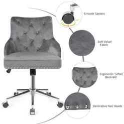 Costway Velvet Office Chair Tufted Upholstered Swivel Computer Desk Chair W/ Nailed Trim 19 Costway Velvet Office Chair Tufted Upholstered Swivel Computer Desk Chair W/ Nailed Trim -Costway GUEST 05443868 d17f 4b3f 8440 68a07eca7195